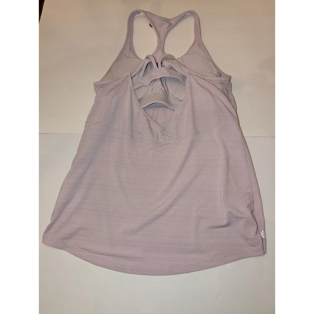 Athleta Tank Top Women's Small Pink Racerback Built-In Bra Shelf Side Zip Pocket
